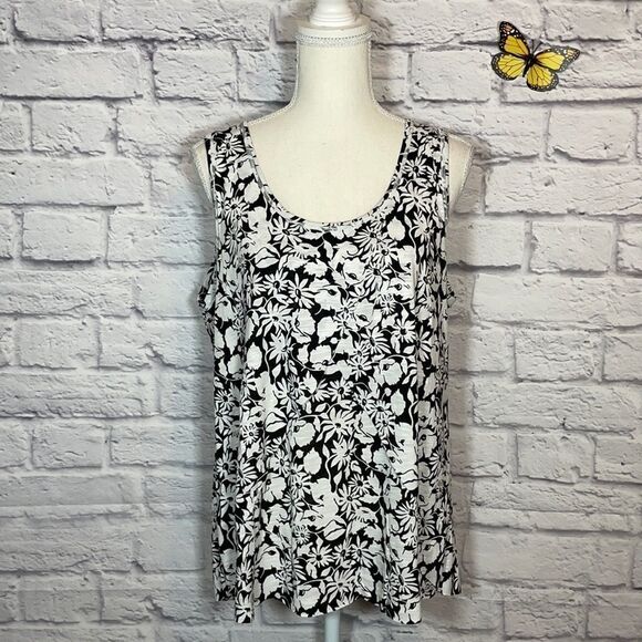 LORD And Taylor Floral Print Layered Front Sleeveless Tank Size Large. - Picture 2 of 10
